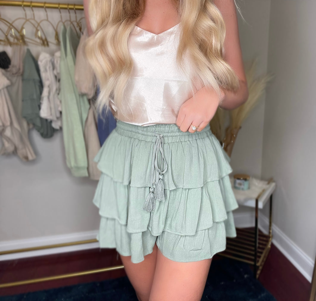 Tassel Tie Ruffle Skort